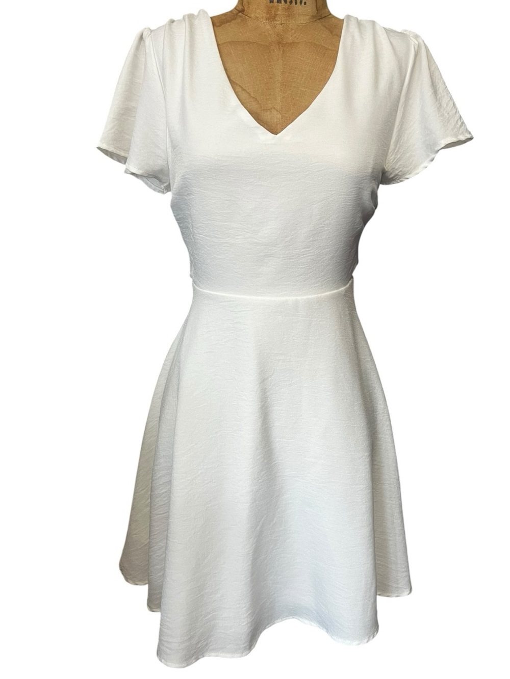 Altar’d State Classic White V-Neck Skater Dress NWOT S